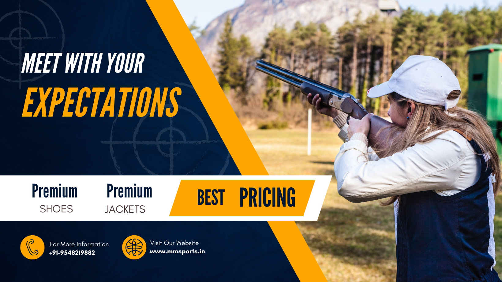Blue and Orange Modern Clay Shooting Competition Facebook Cover